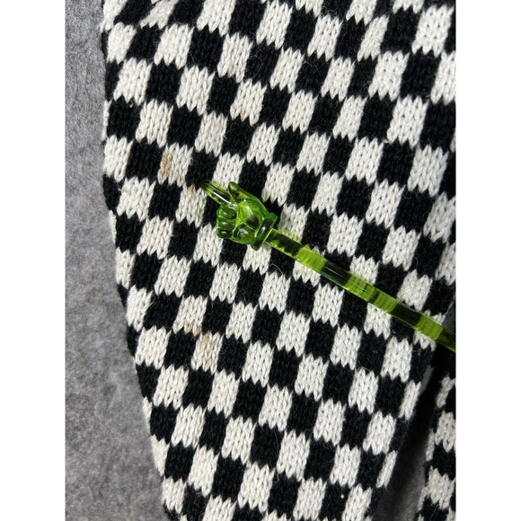 Vintage Keds Black White Checker Knit Jacquard Sweater V-Neck Oversized Sz L? - Picture 9 of 10
